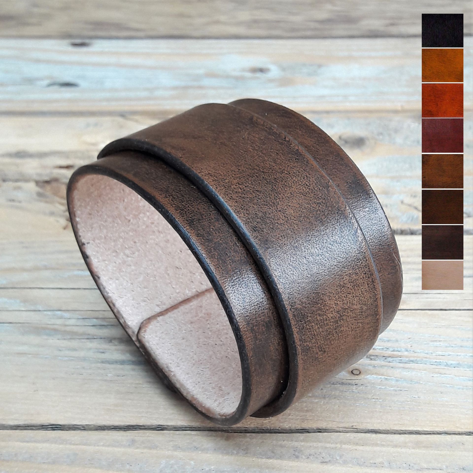 Bracelet de force pour montre cuir artisanal marron et brun